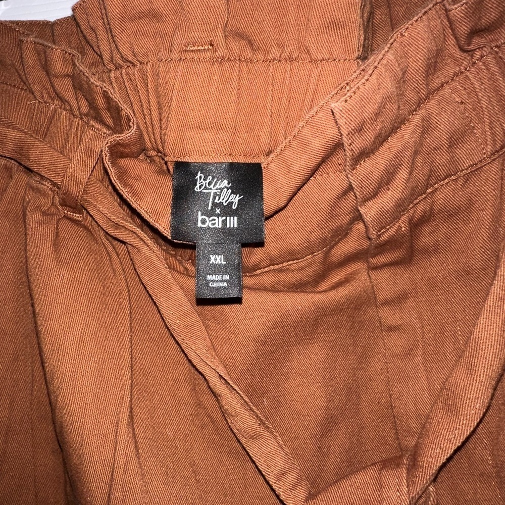Becca Tilley x Bar III Womens High Rise Ruched Paperbag Pants Gingerbread XXL - Picture 7 of 8
